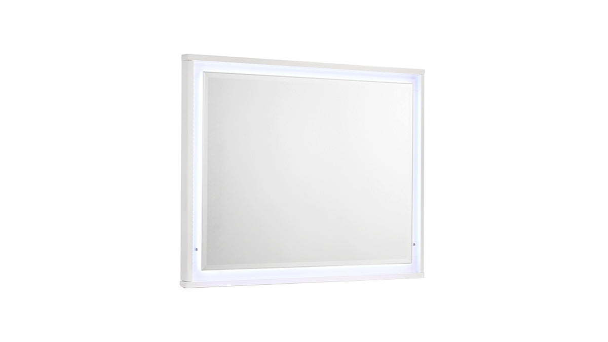 Manhattan Mirror – Lacquer Frame with Integrated LED Lighting for a Sleek, Modern Look (INCLUDES MIRROR ONLY) White