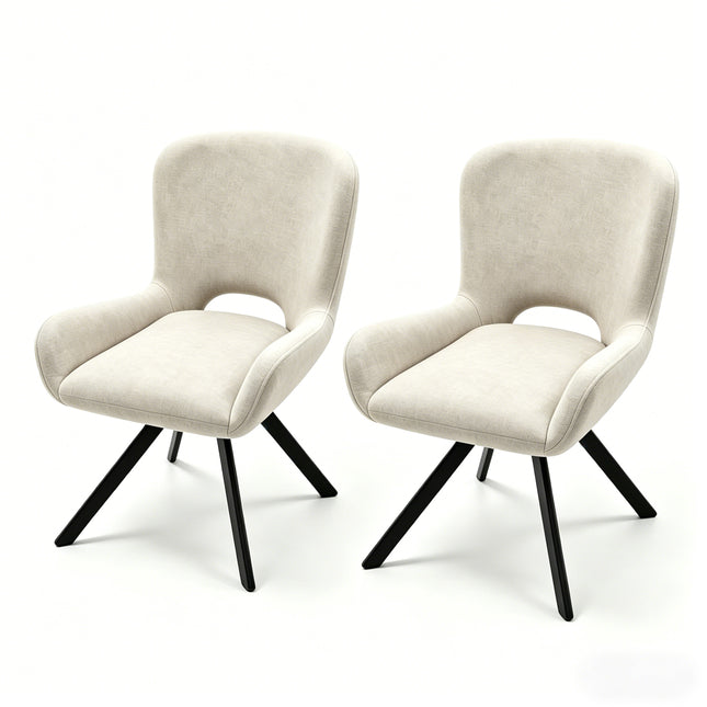Fabric dining chair set of 2, modern soft cushioned dining chairs, comfortable backrest, kitchen/living room/home office chair, beige