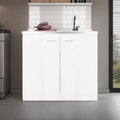 Salento Freestanding Sink, Double Door Cabinet, Two Shelves, White