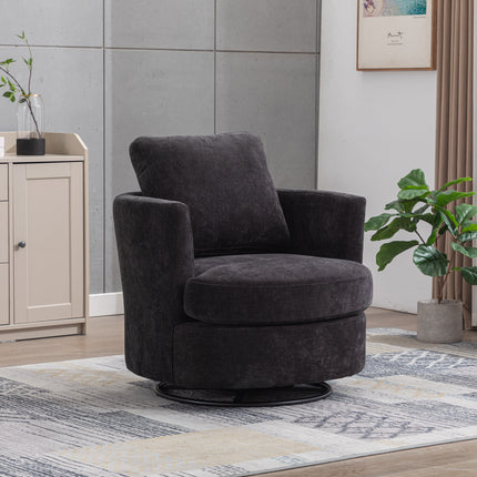 31.9 in W Chenille Swivel Accent Barrel Chair and Comfy Round Accent