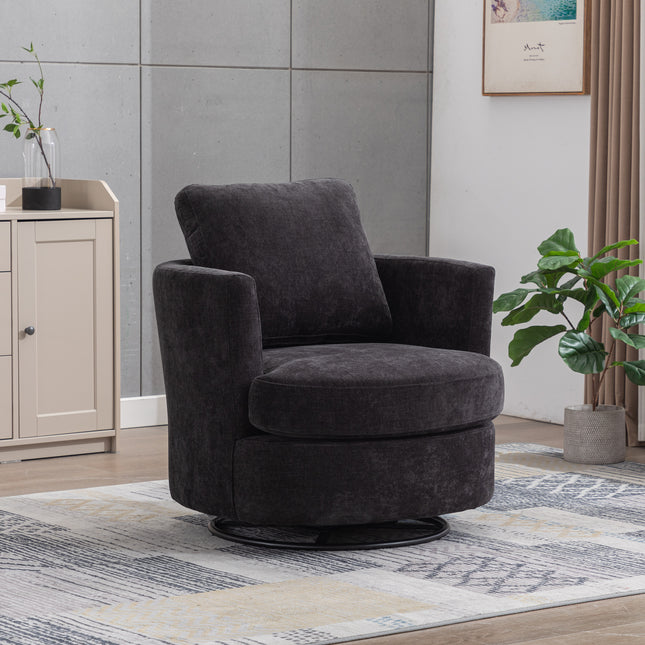 31.9 in W Chenille Swivel Accent Barrel Chair and Comfy Round Accent
