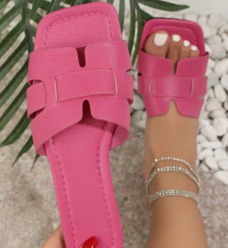 Square Toe Flat Sandals Summer Hollow Out Slides Slippers Women Footwear - Eloy Royal