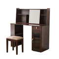 Modern Elegance Makeup Vanity Desk with Adjustable Lighted Mirror, Storage Shelves, Drawer and Cabinet, Walnut Finish