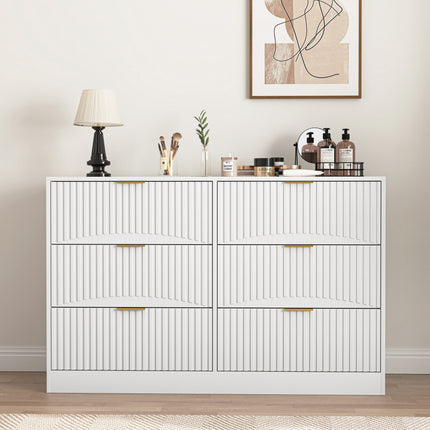 Modern 6-Drawer Dresser with and Entryway - Large Storage Cabinet