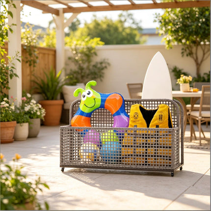 Wicker Storage Cart,Convenient Float Storage Cart,Outdoor Storage Organizer