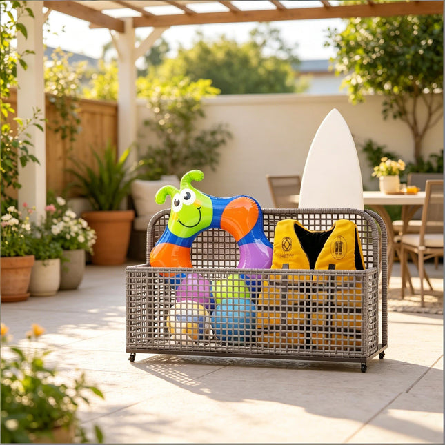 Wicker Storage Cart,Convenient Float Storage Cart,Outdoor Storage Organizer