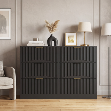 Modern 6-Drawer Dresser with and Entryway - Large Storage Cabinet