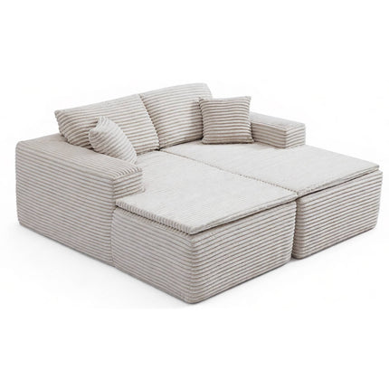 73.4' Modern Corduroy 2-Seater Recliner Sofa, Upholstered Lounge Sofa Bed with Seat Cushion