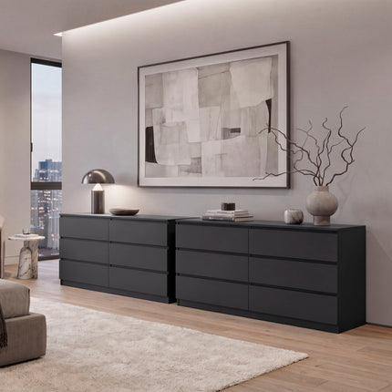 Olimpo 6-Drawer Storage Dresser - Modern Organizing Cabinet for Bedroom & Living Room - Sturdy Engineered Wood, Minimalist Design