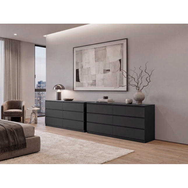 Olimpo 6-Drawer Storage Dresser - Modern Organizing Cabinet for Bedroom & Living Room - Sturdy Engineered Wood, Minimalist Design