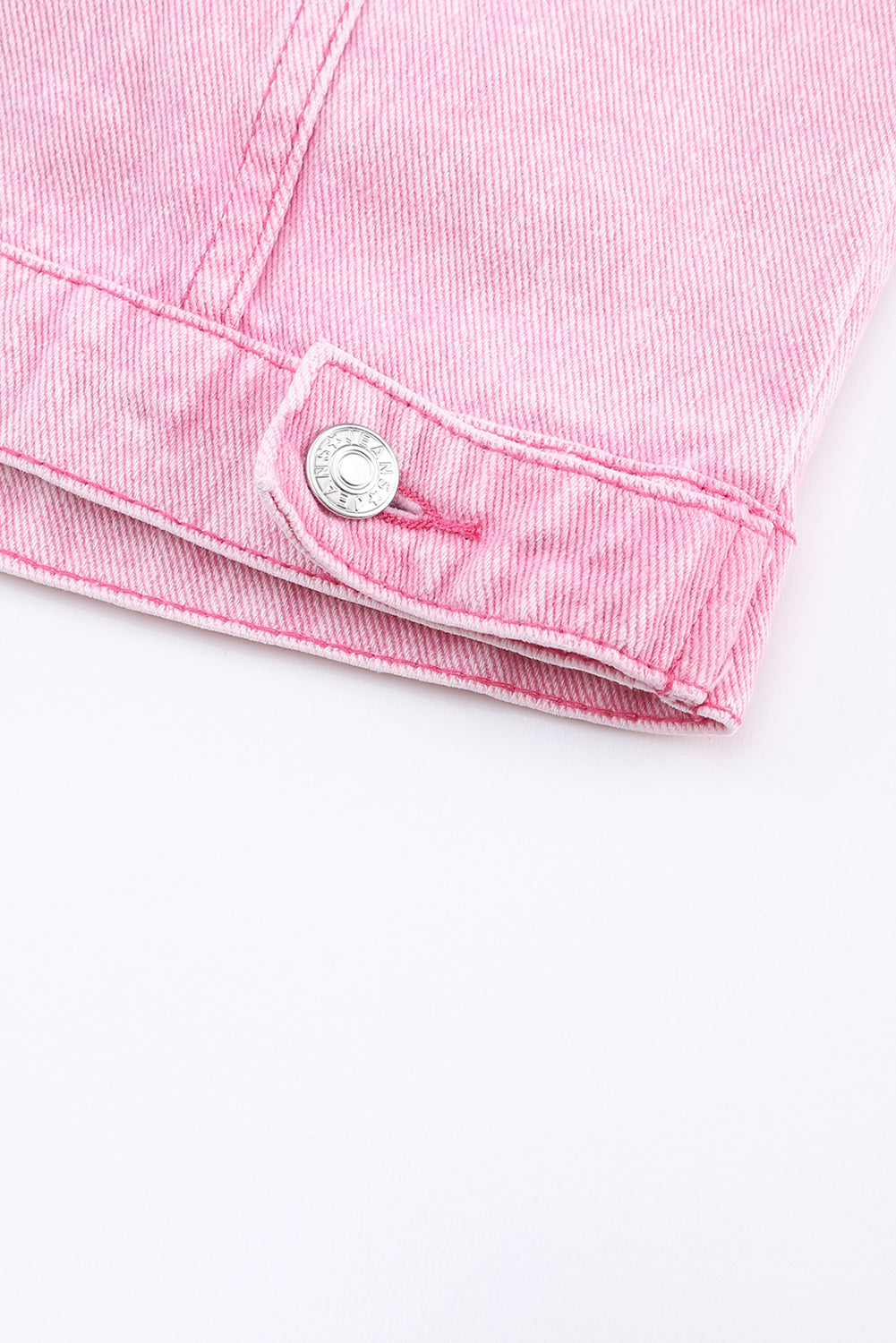 Wholesale Pink Light Wash Flap Pockets Button Up Denim Jacket - Eloy Royal