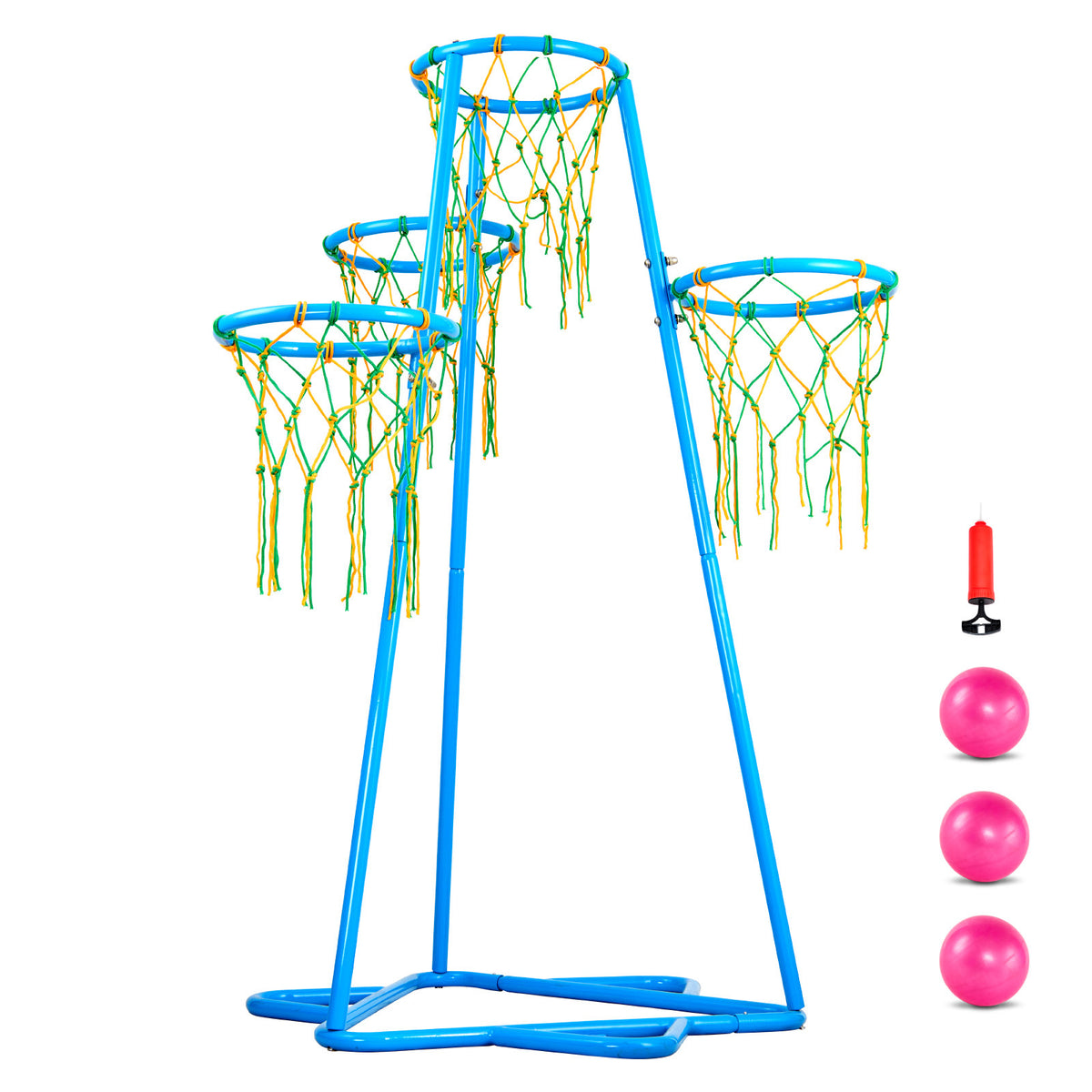 Kids Basketball Hoop 4-Hoop Portable Basketball Stand with Adjustable Heights