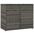 Outsunny Outdoor Towel Rack & Pool Toy Cabinet, Hot Tub Accessory Storage, Freestanding PE Rattan Wicker Cabinet with Drawer for Indoor, Outdoor Swimming Pool, Spa, Gray