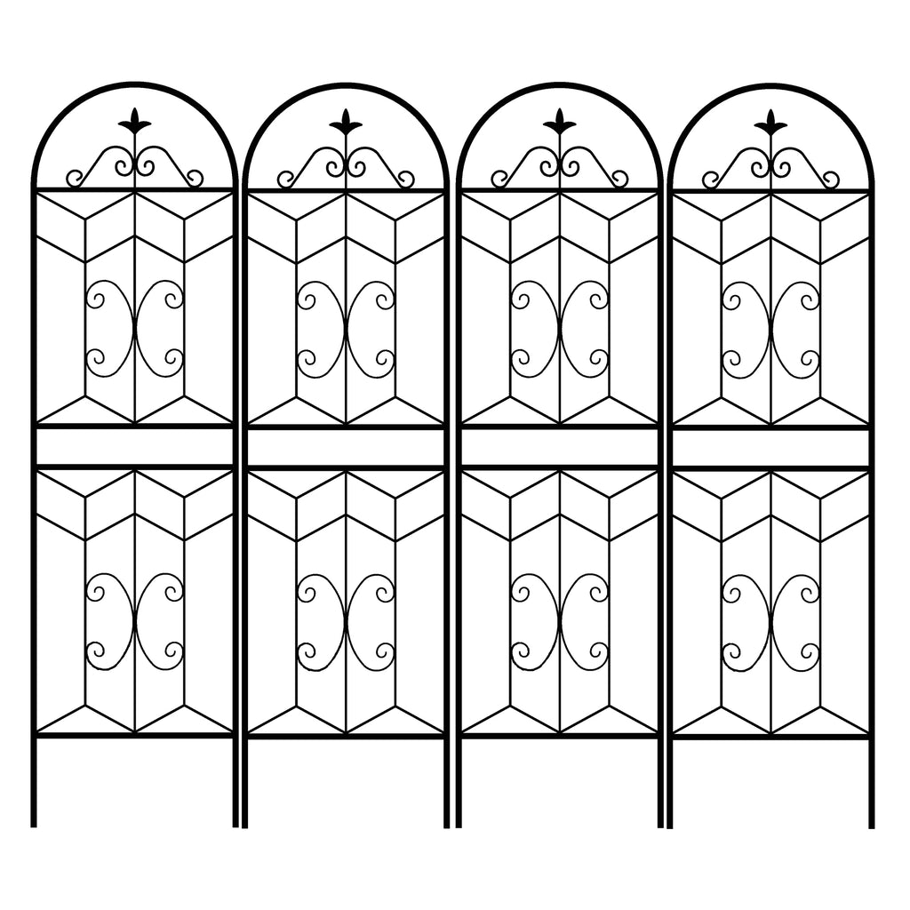 4 Pack Metal Garden Trellis 71' x 19.7' Rustproof Trellis for Climbing Plants Outdoor Flower Support Black Iron