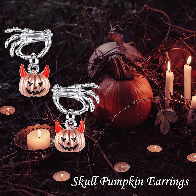 Simple Fashion Halloween Ghost Hand Pumpkin Head Stud Earrings