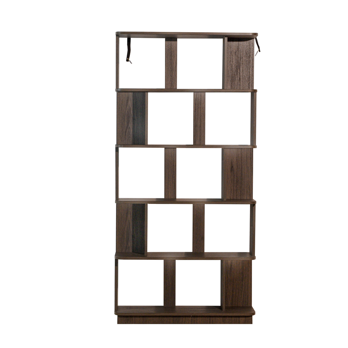 Modern 5-Tier Open Bookshelf in Dark Brown MDF Wood, 31.5' L x 64.56' H Free-Combination Storage Shelving for Living Room, Office, or Bedroom Decor