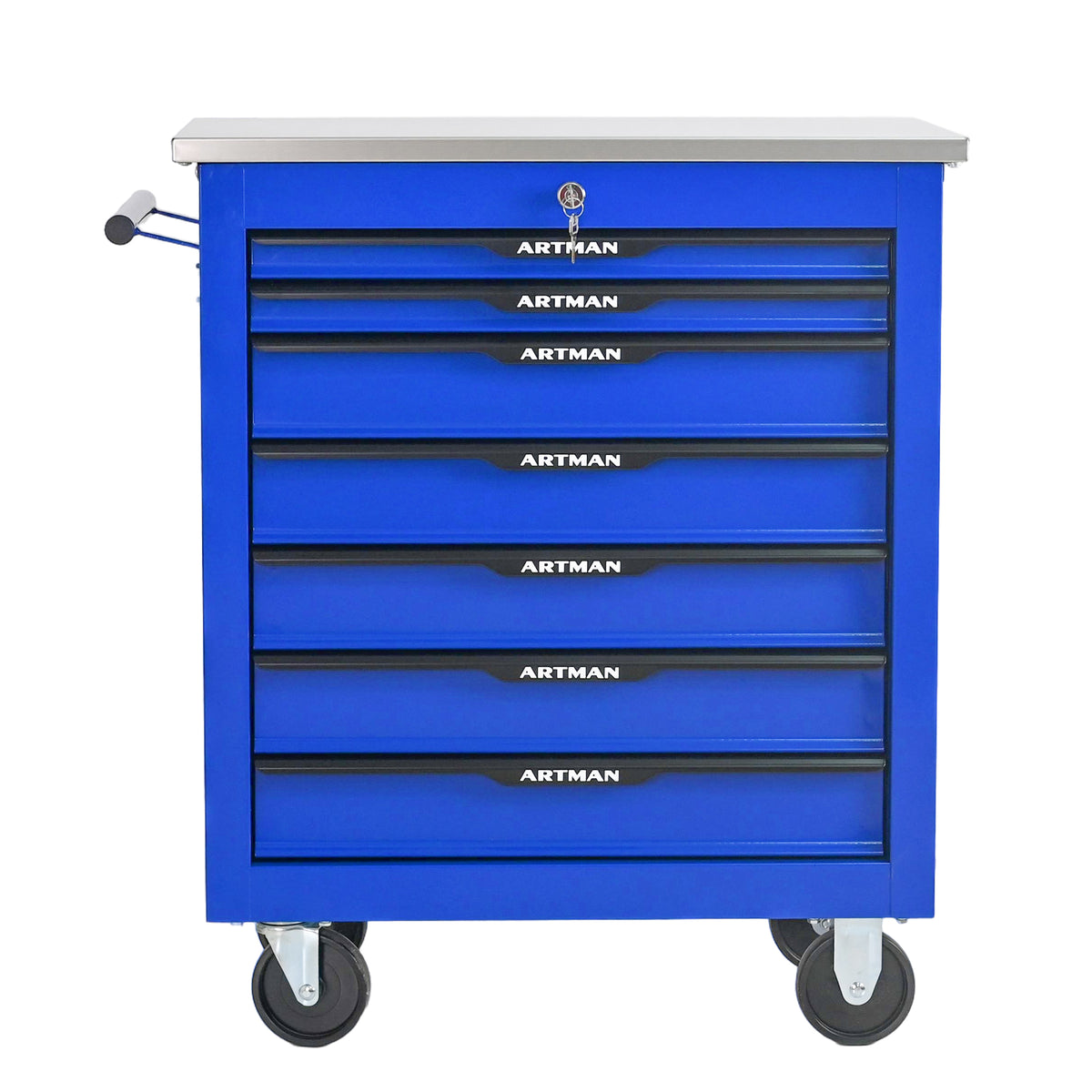 7 DRAWERS MULTIFUNCTIONAL TOOL CART WITH WHEELS-BLUE&BLACK