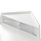 Corner Makeup Vanity Desk With Mirror & LED Lights, Modern Vanity Set With Mirror And Stool, Dressing Table With Large Storage For Small Place, Brightness Adjustable Folding Mirror, White - Eloy Royal