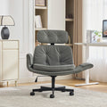 Criss Cross Chair with Adjustable Armrests & Wheels & Headrest, PU Lounge Vanity Desk Chair with Wide Seat for Cross-Legged Sitting, Swivel Task Office Chairs for Home, Makeup, Gaming, Office, Grey