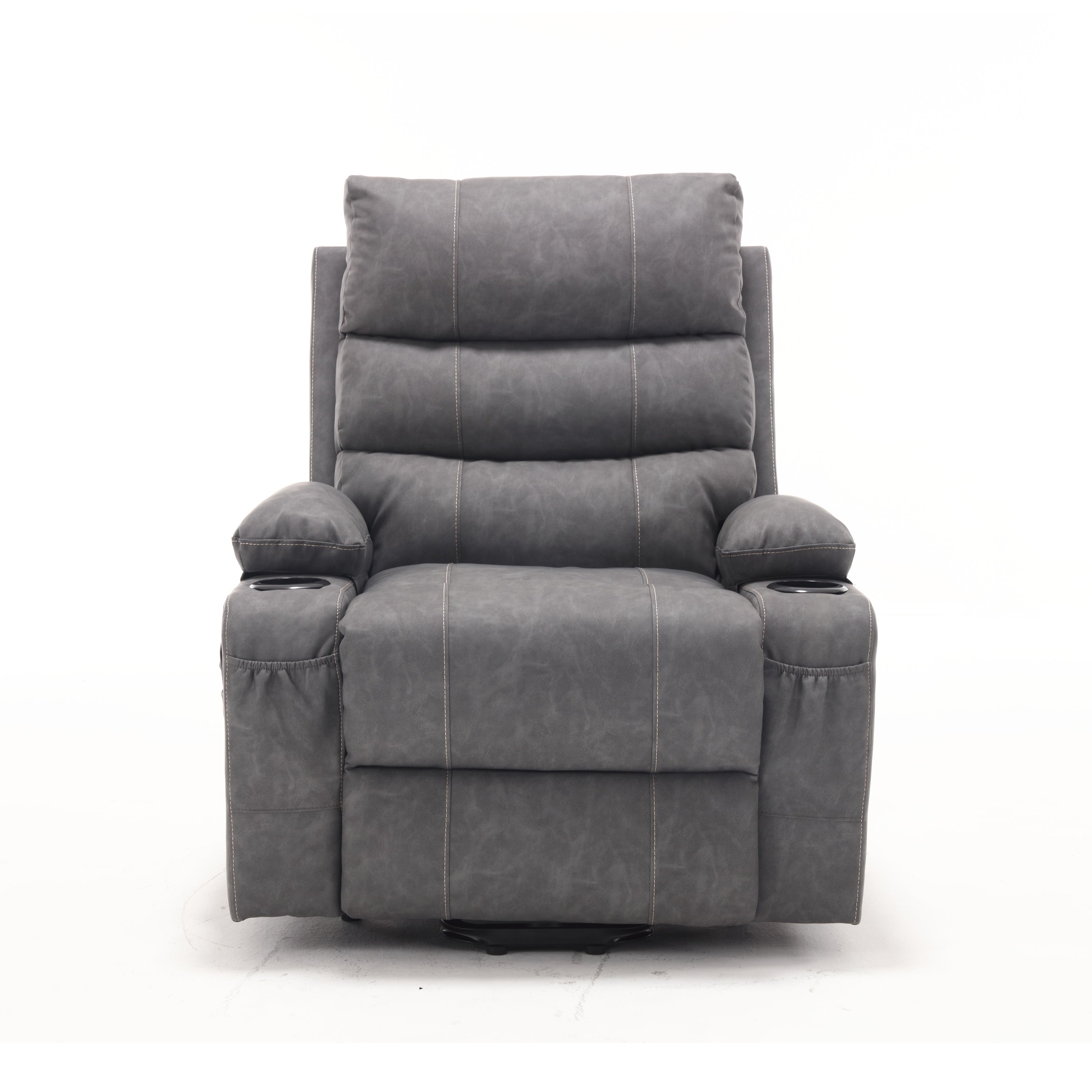 Electric Power Lift Recliner Chair Sofa for Elderly with Massage and Heat, Grey PU, 21' Seat Width