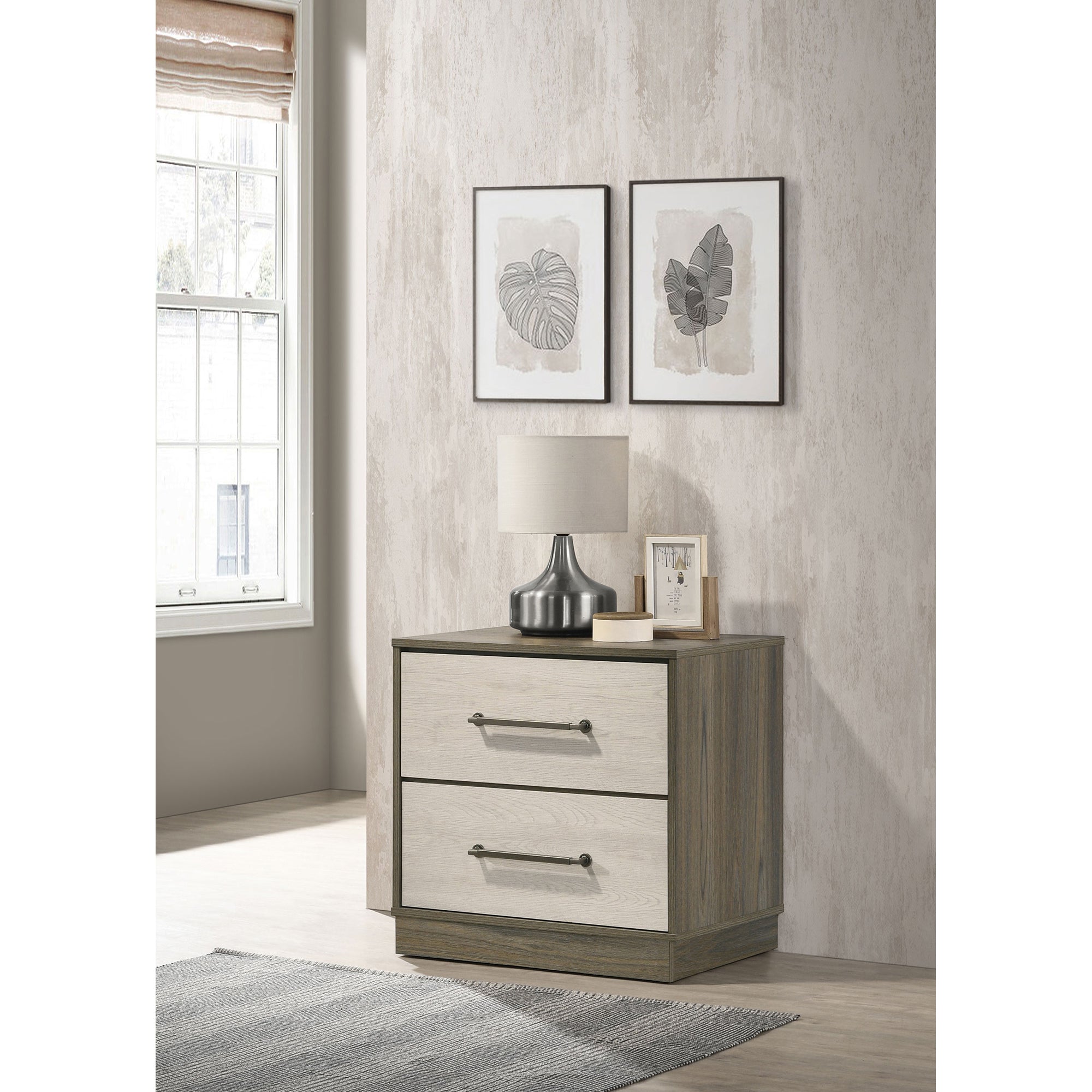 Edmondson Grey Oak 2-drawer Nightstand