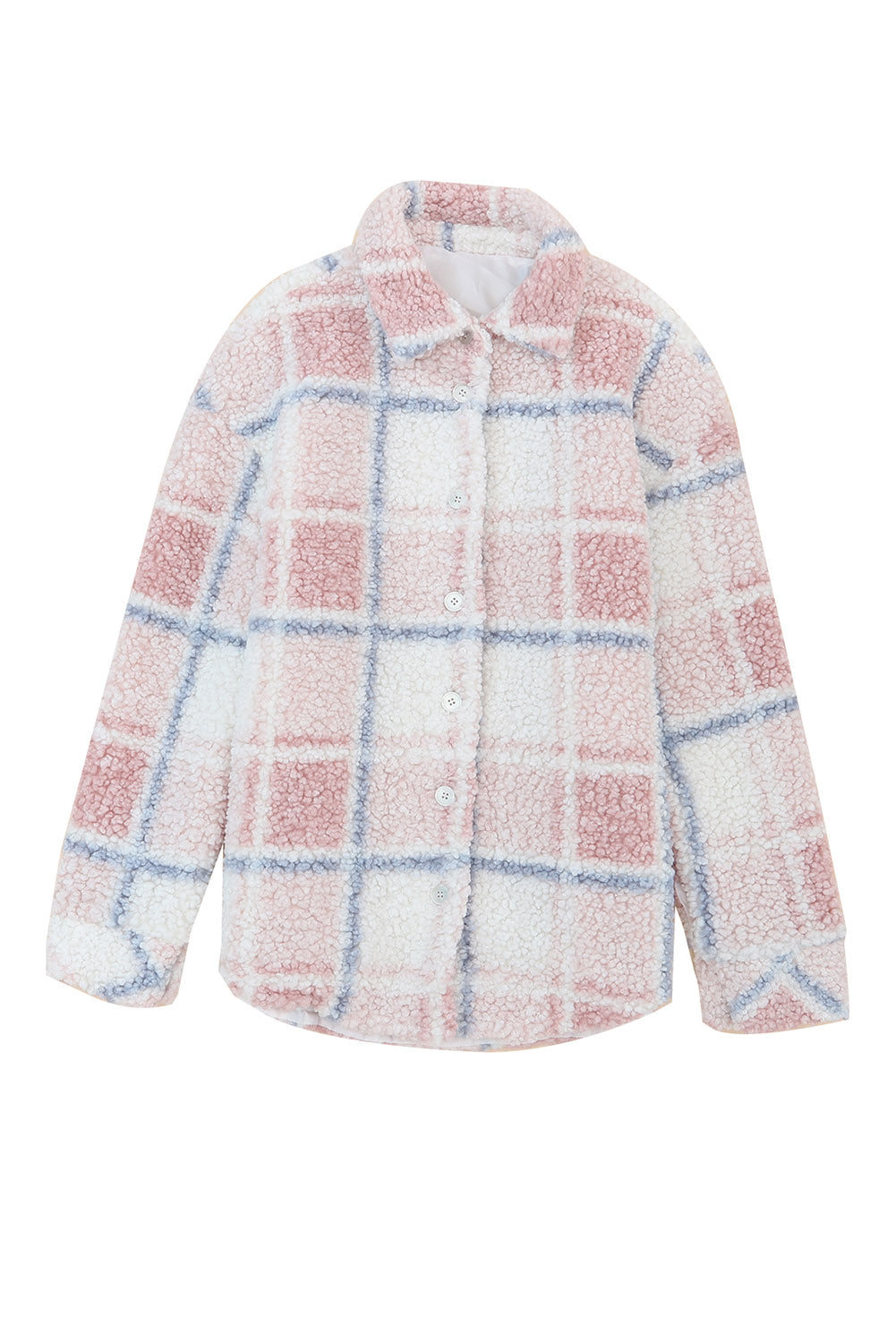 Multicolor Check Print Turn Down Collar Sherpa Jacket - Eloy Royal