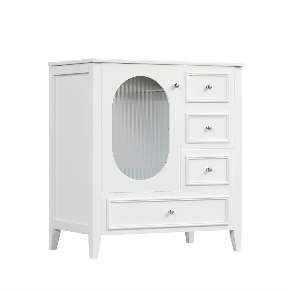 Giotto Three-Drawer Bathroom Vanity with Sink, White, 30 in
