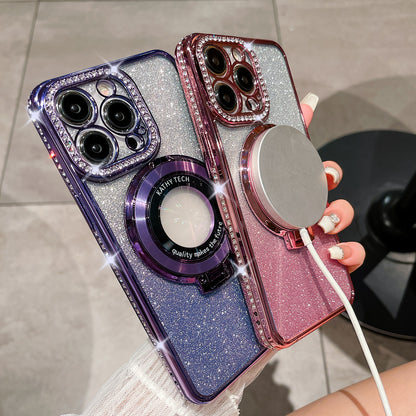 Glitter Tpu Electroplating Magnetic Bracket Phone Case - Eloy Royal