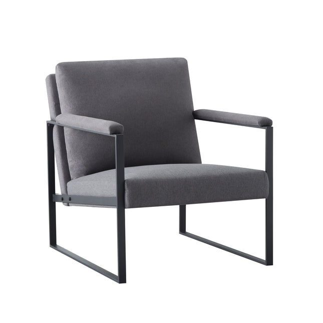 26.8 Inch Metal Frame Accent Chair, Padded Armchair with High-Density Foam Cushion, Removable Washable Back Cover, Easy Assembly Side Chair for Living Room Bedroom Study, Dark Grey