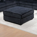 Black Fur-Like Corduroy 1pc Ottoman Fabric Upholstered Living Room Furniture Cozy Contemporary Style