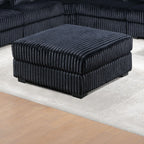 Black Fur-Like Corduroy 1pc Ottoman Fabric Upholstered Living Room Furniture Cozy Contemporary Style