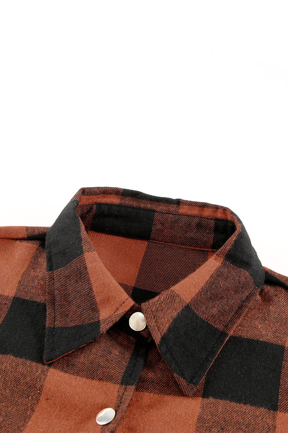 Wholesale Brown & Black Plaid Collared Botton Down Long Shirt Shacket - Eloy Royal