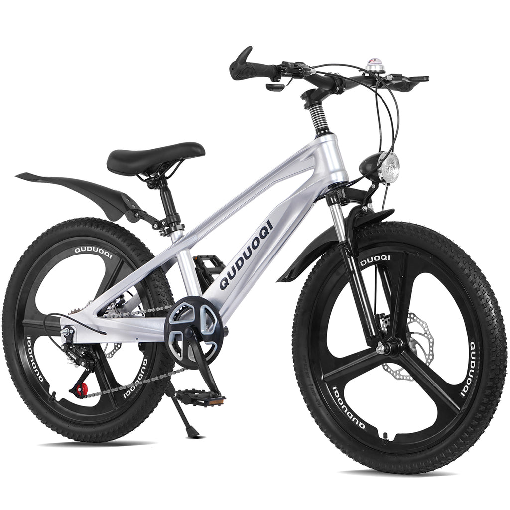 FKZNPJ 20 Inch Kids Mountain Bike, 7-Speed Youth Bicycle with Magnesium Alloy Frame & One-Piece Wheels, Lightweight Kids Bike for Boys and Girls Ages 8–12