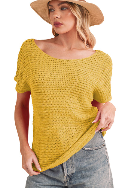 Red Clay Plain Knit Loose Batwing Sleeve Blouse - Eloy Royal