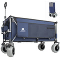 52-inch Extended Heavy-Duty Foldable Utility Wagon, 560lbs, Patented Ultra-Stable Frame, 1:6 Space-Saving Fold, Portable and Collapsible for Beach, Sports, and Garden Use, Dark Blue+Gray
