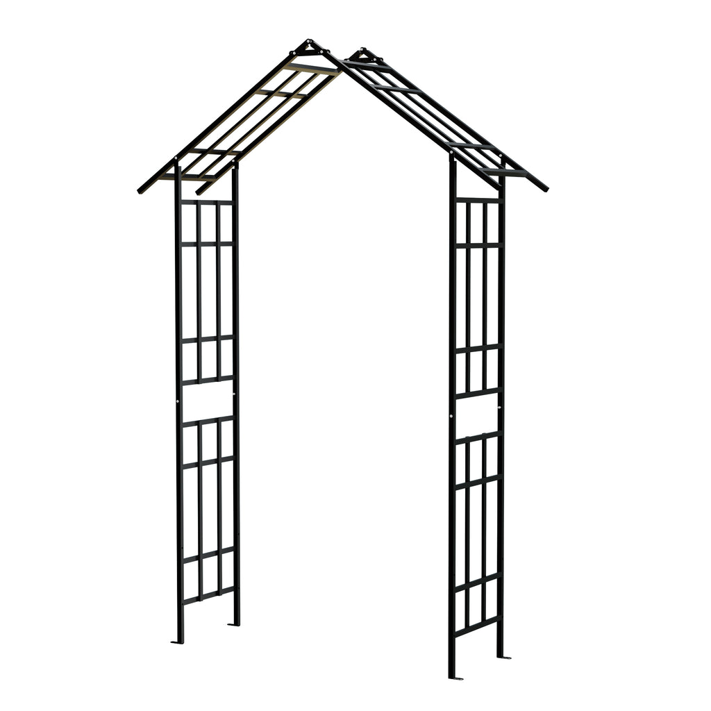 Metal Garden Arch with Adjustable Width W42.52''W78.15''  Climbing Plants Support Rose Arch Outdoor Black