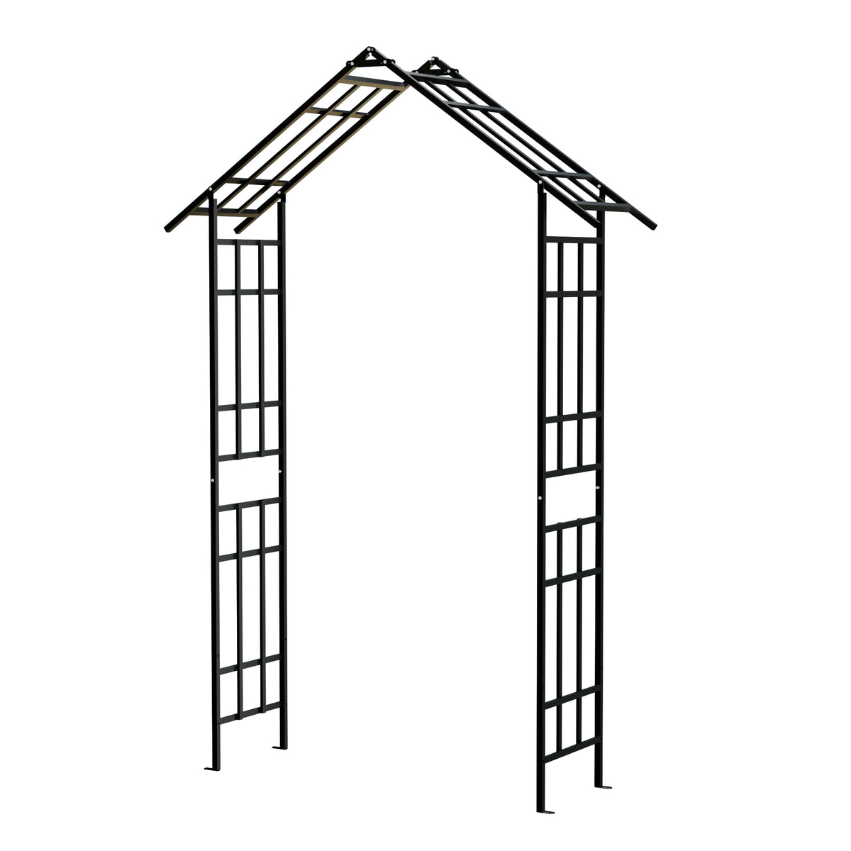 Metal Garden Arch with Adjustable Width W42.52''W78.15''  Climbing Plants Support Rose Arch Outdoor Black