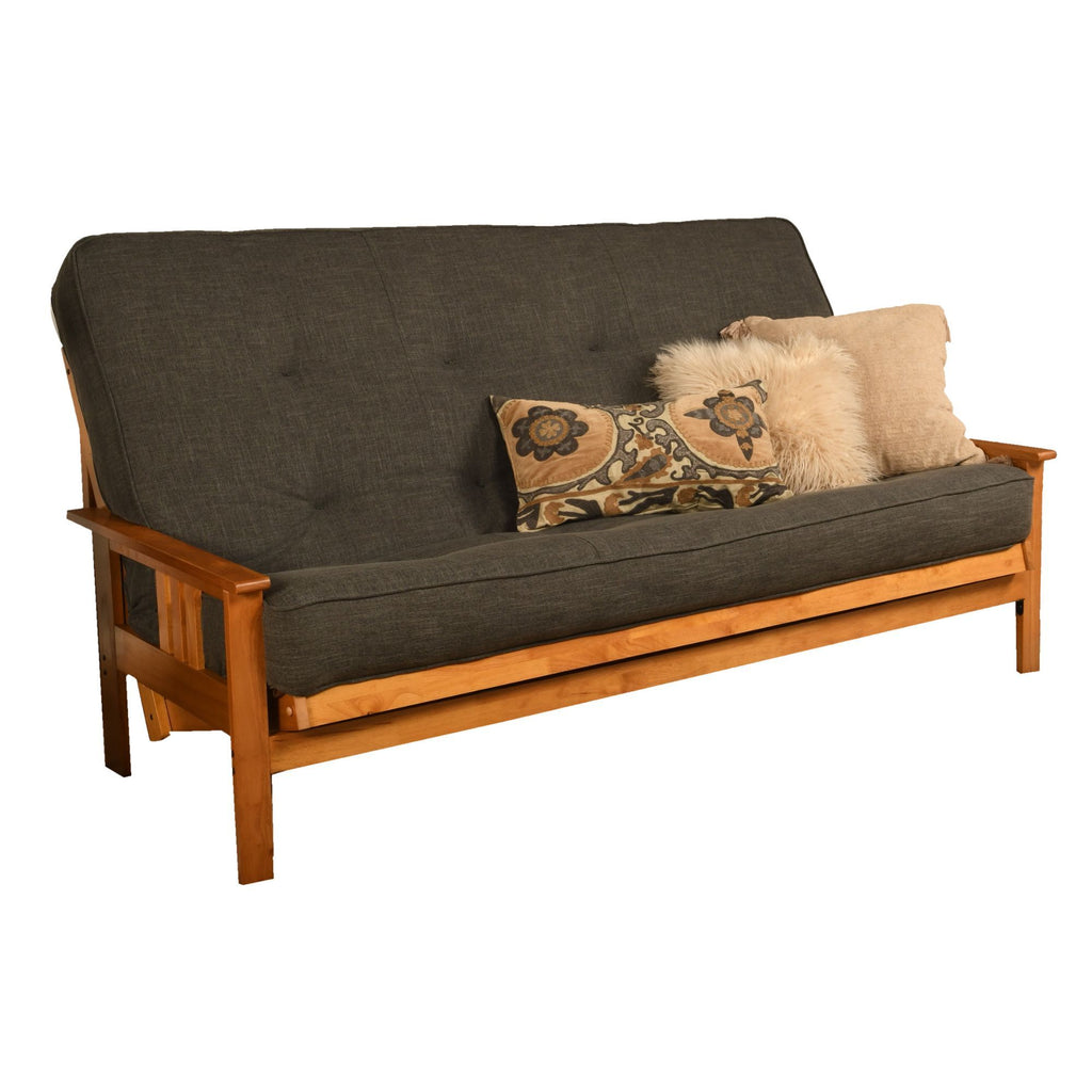 Westwood Queen-size Futon Frame in Butternut Finish includes Linen Charcoal Mattress