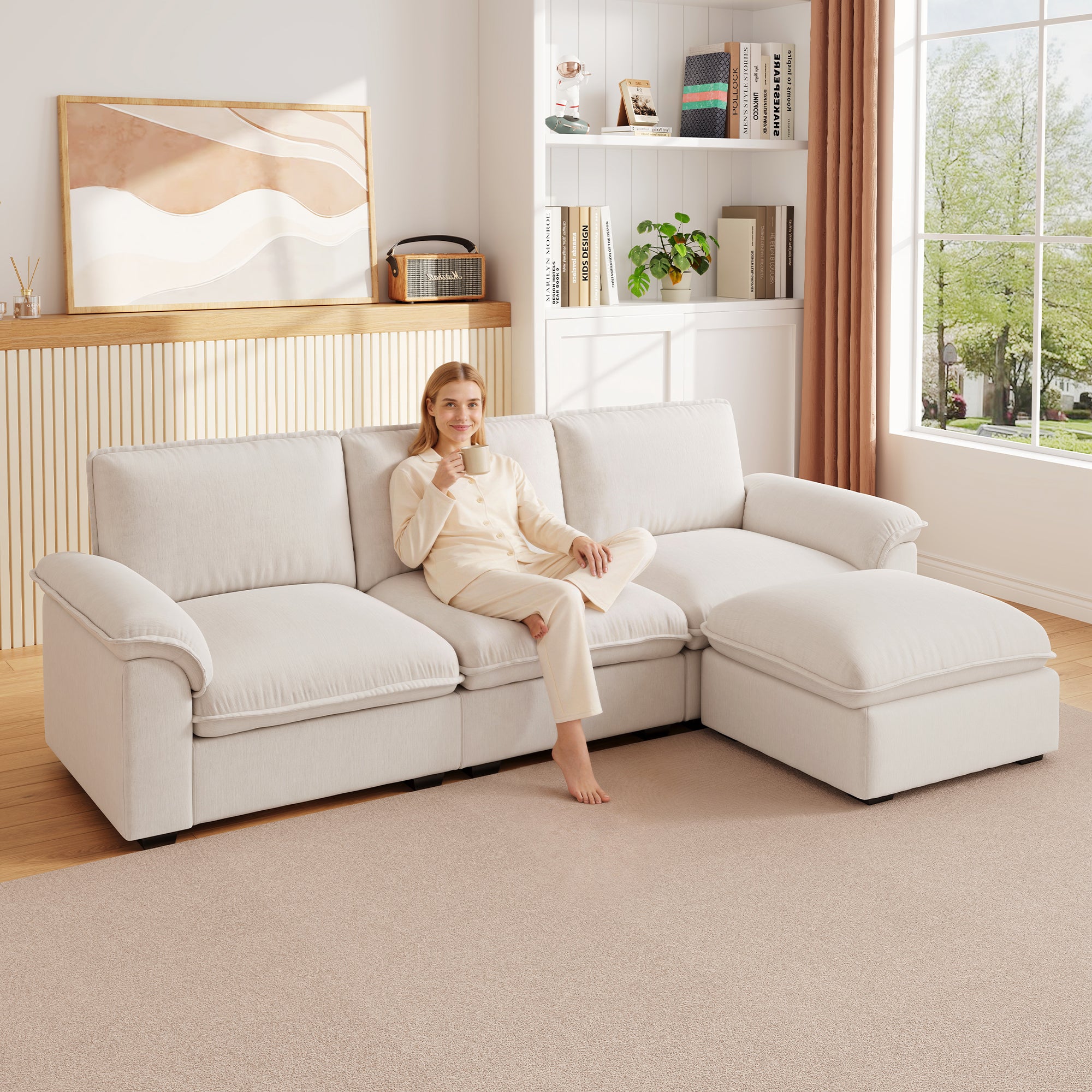 Cloud Couch Sectional for Living Room L Shaped Couch Modular Sectional Sofa Chenille Fabric for Apartment