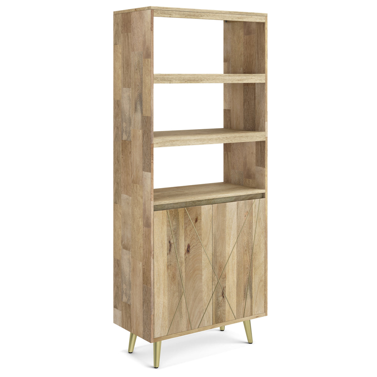 Spartan SOLID MANGO WOOD Bookshelf with Doors in Natural