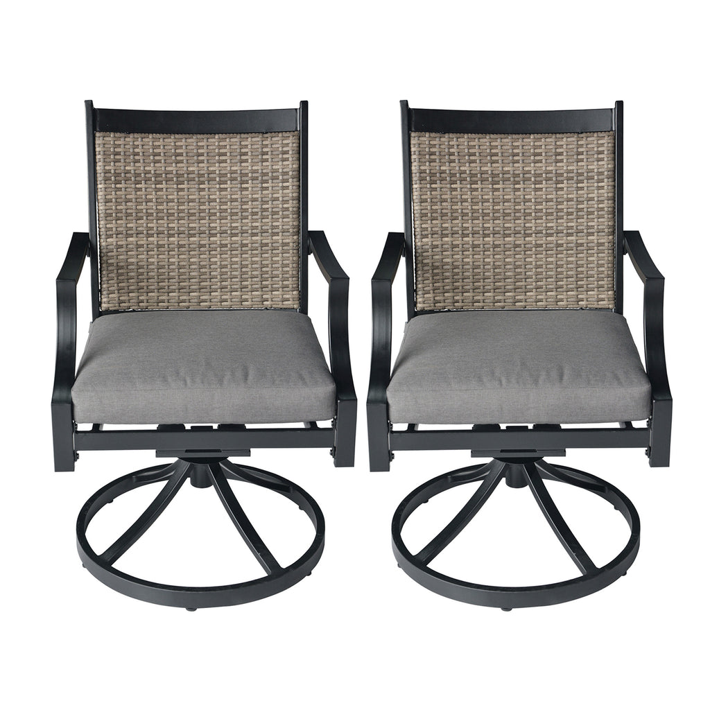 Patio Cast Aluminum Swivel Rocker with wicker (Grey)