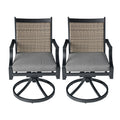 Patio Cast Aluminum Swivel Rocker with wicker (Grey)