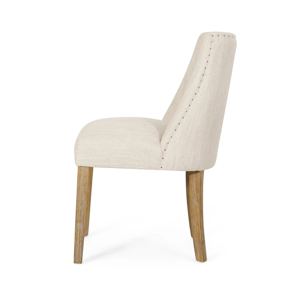 Classic Fabric Dining Chair Beige Upholstery 25x20x35 Inches - Eloy Royal
