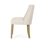 Classic Fabric Dining Chair Beige Upholstery 25x20x35 Inches - Eloy Royal