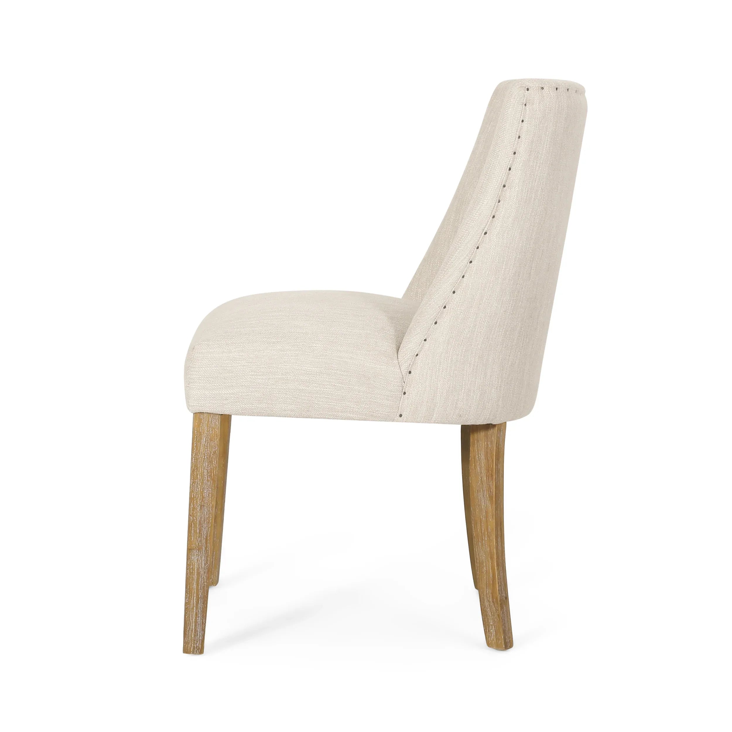 Classic Fabric Dining Chair Beige Upholstery 25x20x35 Inches - Eloy Royal