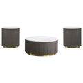 Halcyon white marble round coffee table and end table set