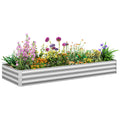 Outsunny 95' x 36' x 12' Galvanized Raised Garden Bed, Metal Elevated Planter Box, Easy DIY and Cleaning for Growing Flowers, Herbs, Silver