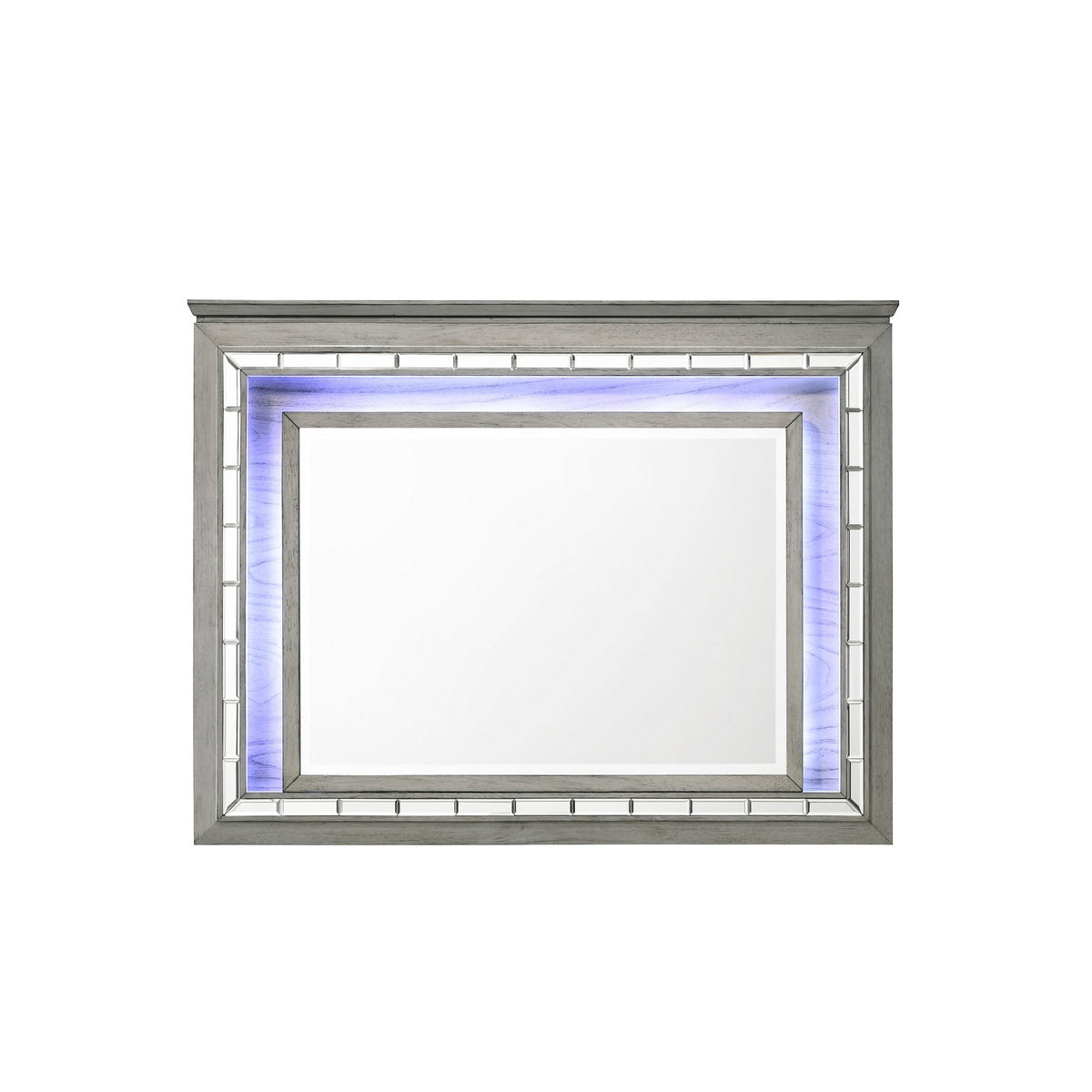 Antares Light Gray Oak Finish Mirror W/Led