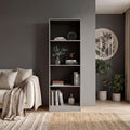 Bear Bookcase with 4 Open Shelves, Tall Storage Bookshelf for Home Decor, Wenge and Positano