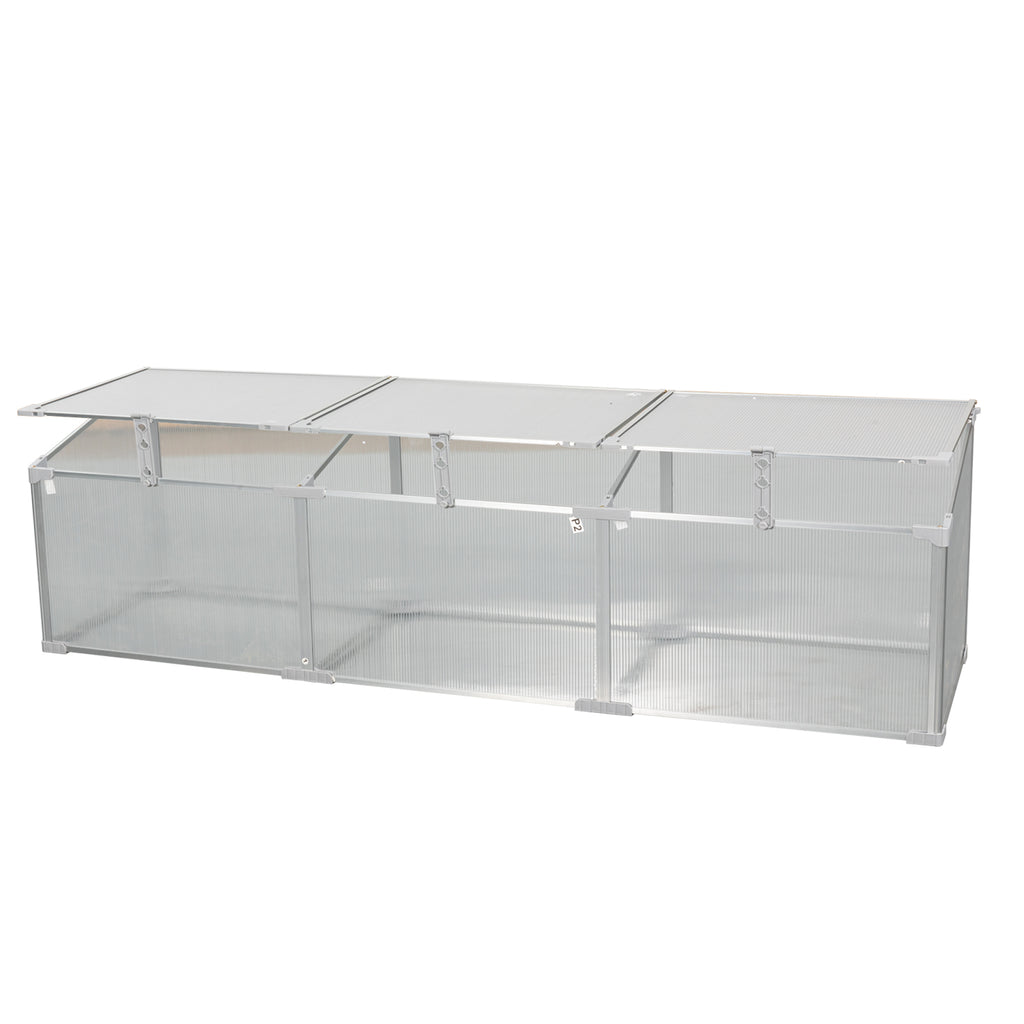 Silver Polycarbonate Greenhouse for Outdoors in Winter with Aluminium Frame and Openable Top
